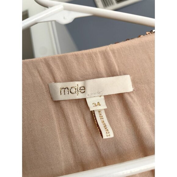 Maje Ripaillette Ruched Sequin Mesh Mini Dress - Picture 3 of 8